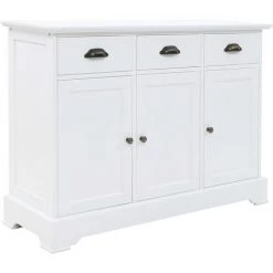 VidaXL Buffet Avec 3 Portes MDF Et Bois De Pin 105 X 35 X 77,5 Cm - Blanc