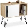 Relaxdays Commode Retro Design En Bois Et Métal Années 60 Sideboard Meuble Rangement Scandinave HxlxP: 70 X 80 X 40 Cm, Noir Blanc