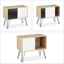Relaxdays Commode Retro Design En Bois Et Métal Années 60 Sideboard Meuble Rangement Scandinave HxlxP: 70 X 80 X 40 Cm, Noir Blanc 8 Relaxdays Commode Retro Design En Bois Et Métal Années 60 Sideboard Meuble Rangement Scandinave HxlxP: 70 X 80 X 40 Cm, Noir Blanc -Buffet et enfilade Soldes 10366878 4