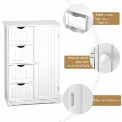 COSTWAY Meubles De Rangement Avec 4 Tiroirs Armoire De Rangement Commode Blanc -Buffet et enfilade Soldes 10736070 4