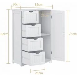 COSTWAY Meubles De Rangement Avec 4 Tiroirs Armoire De Rangement Commode Blanc -Buffet et enfilade Soldes 10736070 5