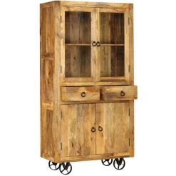 VidaXL Buffet Bois De Manguier Massif 95 X 45 X 185 Cm - Brun -Buffet et enfilade Soldes 11274440 4