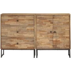 VidaXL Ensemble De Buffet 2 Pcs Bois De Teck Recyclé - Brun