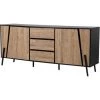 BELIANI Commode En Bois Clair Et Noir - Bois Clair