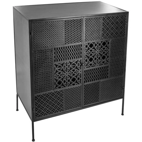 Buffet à 2 Portes Arabesque En Métal Coloris Noir - 80 X 40 X 91 Cm -PEGANE- 1 Buffet à 2 Portes Arabesque En Métal Coloris Noir - 80 X 40 X 91 Cm -PEGANE-