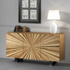 Buffet Mural Avec 3 Portes Incrustées Cm 160x50x70 Guarnieri Cardo - Legno