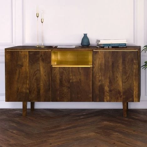 RENDEZ VOUS DéCO Buffet Taiko 3 Portes - Marron 2 RENDEZ VOUS DéCO Buffet Taiko 3 Portes - Marron – Image 2