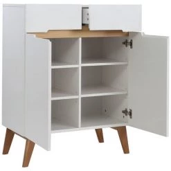MILIBOO Buffet Scandinave Blanc Et Frêne 80cm MELKA - Blanc -Buffet et enfilade Soldes 13151116 3