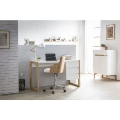 MILIBOO Buffet Scandinave Blanc Et Frêne 80cm MELKA - Blanc -Buffet et enfilade Soldes 13151116 5