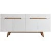 MILIBOO Buffet Scandinave Blanc Brillant Et Frêne 180cm MELKA - Blanc
