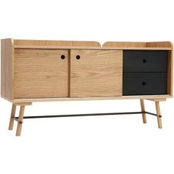 MILIBOO Buffet Scandi Japonais Chêne Et Gris Mat 2 Tiroirs JAPANSK - Bois Verni Mat -Buffet et enfilade Soldes 13151345 2