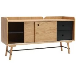 MILIBOO Buffet Scandi Japonais Chêne Et Gris Mat 2 Tiroirs JAPANSK - Bois Verni Mat -Buffet et enfilade Soldes 13151345 3