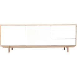 MILIBOO Buffet Scandinave Bois Et Blanc L195cm SID - Bois Clair / Blanc