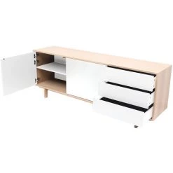 MILIBOO Buffet Scandinave Bois Et Blanc L195cm SID - Bois Clair / Blanc -Buffet et enfilade Soldes 13151589 3