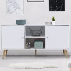 IDMARKET Buffet EFFIE Scandinave 2 Portes Bois Blanc -Buffet et enfilade Soldes 13188201 3