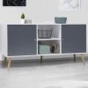 IDMARKET Buffet EFFIE Scandinave 2 Portes Bois Blanc Et Gris - Gris