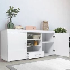 IDMARKET Buffet Bas Contemporain PORTLAND Laqué Blanc - Blanc 8 IDMARKET Buffet Bas Contemporain PORTLAND Laqué Blanc - Blanc -Buffet et enfilade Soldes 13200936 4