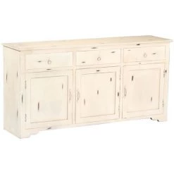 Buffet Bois De Manguier Massif 160x40x80 Cm Blanc VidaXL