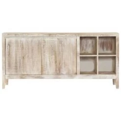 VidaXL Buffet 160 X 40 X 76 Cm Bois Massif De Manguier - Blanc -Buffet et enfilade Soldes 13249702 2