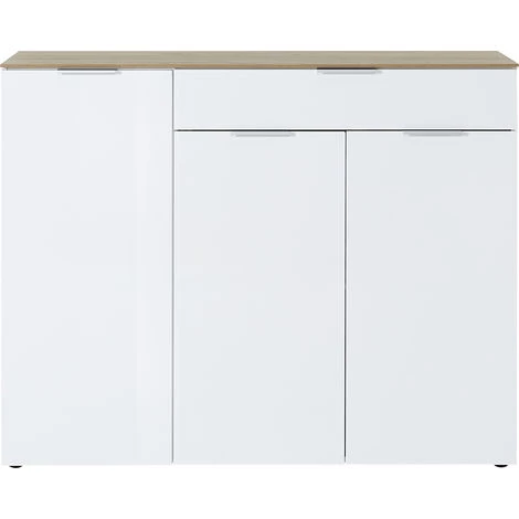Buffet Coloris Blanc / Chêne-Navarra Repro - Dim : 134 X 106 X 40 Cm -PEGANE- 1 Buffet Coloris Blanc / Chêne-Navarra Repro - Dim : 134 X 106 X 40 Cm -PEGANE-