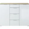 Buffet Coloris Chêne-Navarra Repro/Blanc - Dim : 134 X 105 X 40 Cm -PEGANE-