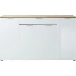 Buffet Coloris Chêne-Navarra Repro/Blanc - Dim : 179 X 105 X 40 Cm -PEGANE-