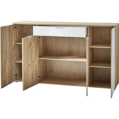 Buffet Coloris Chêne-Navarra Repro/Blanc - Dim : 179 X 105 X 40 Cm -PEGANE- 3 Buffet Coloris Chêne-Navarra Repro/Blanc - Dim : 179 X 105 X 40 Cm -PEGANE- – Image 3