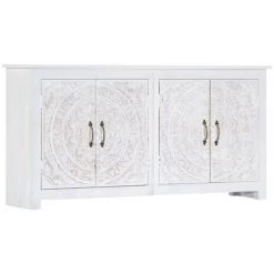 VidaXL Buffet Fait à La Main Blanc 140x30x70 Cm Bois D'acacia Massif - Blanc