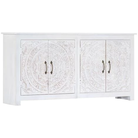 VidaXL Buffet Fait à La Main Blanc 140x30x70 Cm Bois D'acacia Massif - Blanc 1 VidaXL Buffet Fait à La Main Blanc 140x30x70 Cm Bois D'acacia Massif - Blanc