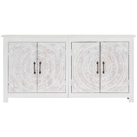 VidaXL Buffet Fait à La Main Blanc 140x30x70 Cm Bois D'acacia Massif - Blanc 2 VidaXL Buffet Fait à La Main Blanc 140x30x70 Cm Bois D'acacia Massif - Blanc – Image 2