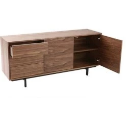 MILIBOO Buffet Design Vintage 160 Cm Noyer MANNY - Noyer / Noir -Buffet et enfilade Soldes 13526406 3