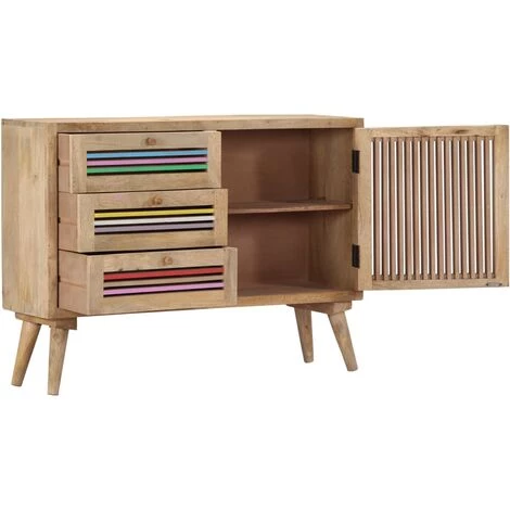VidaXL Buffet Bois De Manguier Massif 100x30x75 Cm - Brun 3 VidaXL Buffet Bois De Manguier Massif 100x30x75 Cm - Brun – Image 3
