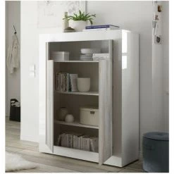 AZURA HOME DESIGN Buffet Haut SAMANTHA 2 Portes 110x144 Cm Anthracite -Buffet et enfilade Soldes 13742935 3