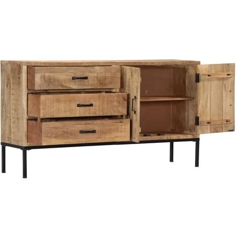 VidaXL Buffet 140 X 35 X 75 Cm Bois De Manguier Massif - Brun 3 VidaXL Buffet 140 X 35 X 75 Cm Bois De Manguier Massif - Brun – Image 3