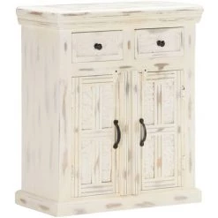 Buffet Blanc Bois De Manguier Massif 65x30x75 Cm VidaXL