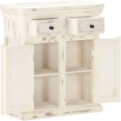 Buffet Blanc Bois De Manguier Massif 65x30x75 Cm VidaXL -Buffet et enfilade Soldes 13906923 3