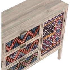 RENDEZ VOUS DéCO Buffet Massaï 3 Tiroirs 2 Portes En Cannage Coloré - Marron -Buffet et enfilade Soldes 13967277 5