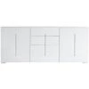 MILIBOO Buffet Design Blanc Laqué 2 Portes 3 Tiroirs TED - Blanc Laqué
