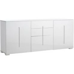 MILIBOO Buffet Design Blanc Laqué 2 Portes 3 Tiroirs TED - Blanc Laqué -Buffet et enfilade Soldes 14063214 2