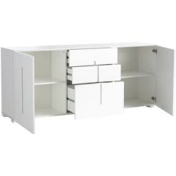 MILIBOO Buffet Design Blanc Laqué 2 Portes 3 Tiroirs TED - Blanc Laqué -Buffet et enfilade Soldes 14063214 3