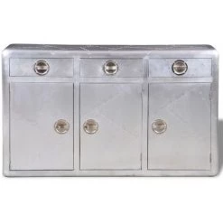 VIDAXL Buffet Avec 3 Tiroirs Style Vintage Aluminium - Argent -Buffet et enfilade Soldes 14076065 3