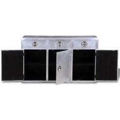 VIDAXL Buffet Avec 3 Tiroirs Style Vintage Aluminium - Argent -Buffet et enfilade Soldes 14076065 4