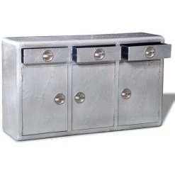 VIDAXL Buffet Avec 3 Tiroirs Style Vintage Aluminium - Argent -Buffet et enfilade Soldes 14076065 5
