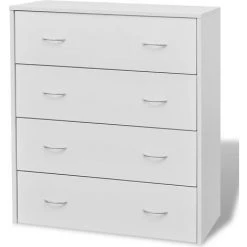 VIDAXL Buffet Avec 4 Tiroirs 60 X 30,5 X 71 Cm Blanc - Blanc -Buffet et enfilade Soldes 14076231 3