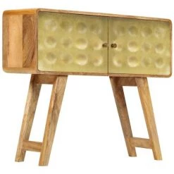 VIDAXL Buffet Bois De Manguier Massif 90 X 30 X 77 Cm - Or - Armoires Et Meubles De Rangement - Buffets Et Bahuts - Or - Or -Buffet et enfilade Soldes 14077905 5