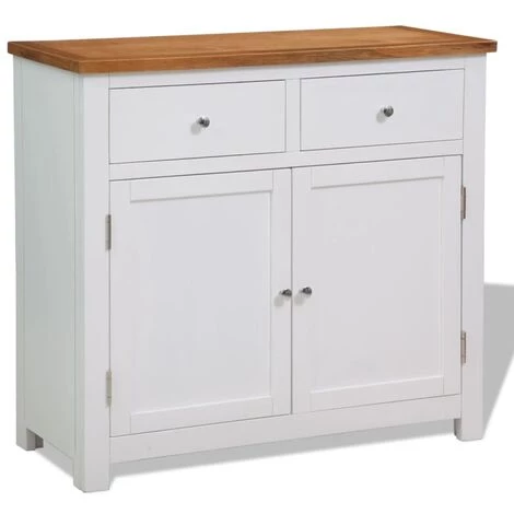 VIDAXL Buffet 90 X 33,5 X 83 Cm Bois De Chêne - Blanc - Armoires Et Meubles De Rangement - Buffets Et Bahuts - Blanc - Blanc 1 VIDAXL Buffet 90 X 33,5 X 83 Cm Bois De Chêne - Blanc - Armoires Et Meubles De Rangement - Buffets Et Bahuts - Blanc - Blanc