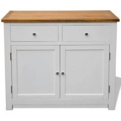 VIDAXL Buffet 90 X 33,5 X 83 Cm Bois De Chêne - Blanc - Armoires Et Meubles De Rangement - Buffets Et Bahuts - Blanc - Blanc 7 VIDAXL Buffet 90 X 33,5 X 83 Cm Bois De Chêne - Blanc - Armoires Et Meubles De Rangement - Buffets Et Bahuts - Blanc - Blanc -Buffet et enfilade Soldes 14078192 3