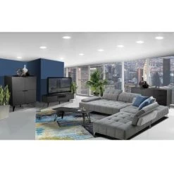 MEUBLETMOI Buffet 2 Portes 3 Tiroirs En Bois Gris Anthracite - ONYX - Gris Anthracite -Buffet et enfilade Soldes 14160881 3