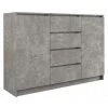 HUCOCO PARME - Commode De Salon - 2 Portes + 4 Triroirs - 120x40x97 - Buffet Style Scandinave - Meuble De Rangement - Imitation Béton - Gris