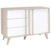 PRICE FACTORY Commode 1 Porte Et 3 Tiroirs De La Collection MALMO. Meuble Design Type SCANDINAVE. - Blanc
